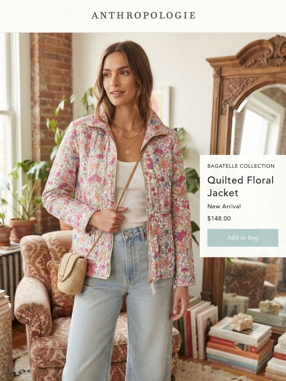 ⁠NWT Bagatelle Collection Floral Quilted Ditsy Cottagecore Anthropologie Jacket